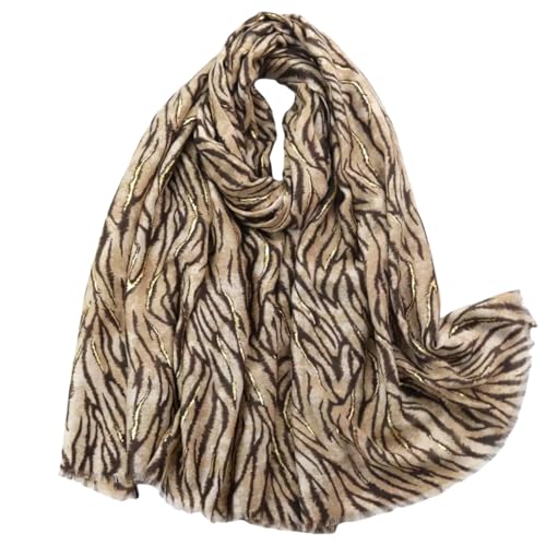 KRUIHAN Zebra Animal Print Schals & Tücher für Damen Stola Damen Festlich Leichtes Herbst Winter Halstuch Schultertuch Kopftuch Geschenke für Frauen,Stil C-Khaki Scha von KRUIHAN