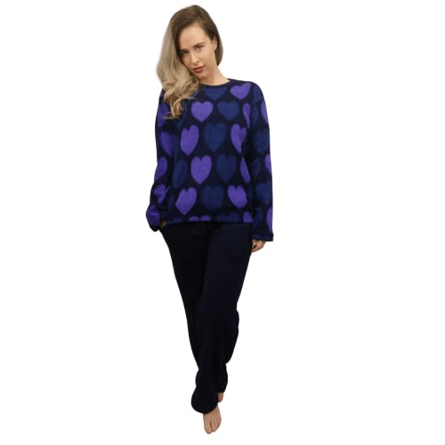 KRUXADER Damen-Pyjama-Set, warm, Fleece, Größe 36-52, Carme Deep Blue, 42 von KRUXADER