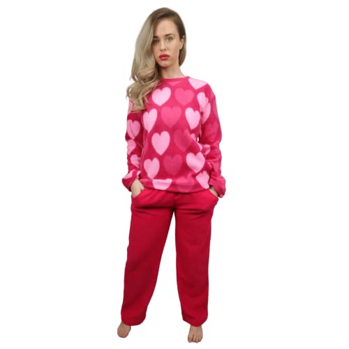 KRUXADER Damen-Pyjama-Set, warm, Fleece, Größe 36-52, Carme Pink, 42 von KRUXADER