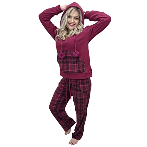 KRUXADER Damen-Pyjama-Set, warm, Fleece, Größe 36-52, Briony Berry, 42 von KRUXADER