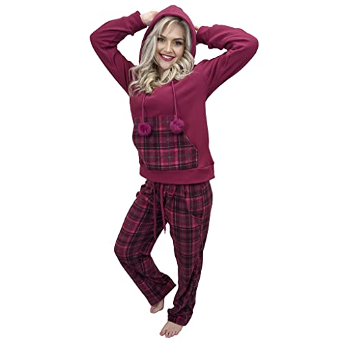 KRUXADER Damen-Pyjama-Set, warm, Fleece, Größe 36-52, Briony Berry, 46 von KRUXADER