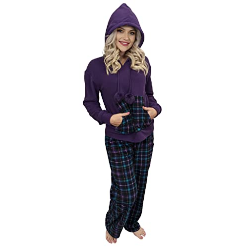 KRUXADER Damen-Pyjama-Set, warm, Fleece, Größe 36-52, Briony Purple, 38 von KRUXADER