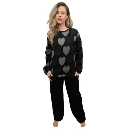 KRUXADER Damen-Pyjama-Set, warm, Fleece, Größe 36-52, Carme Black, 38 von KRUXADER