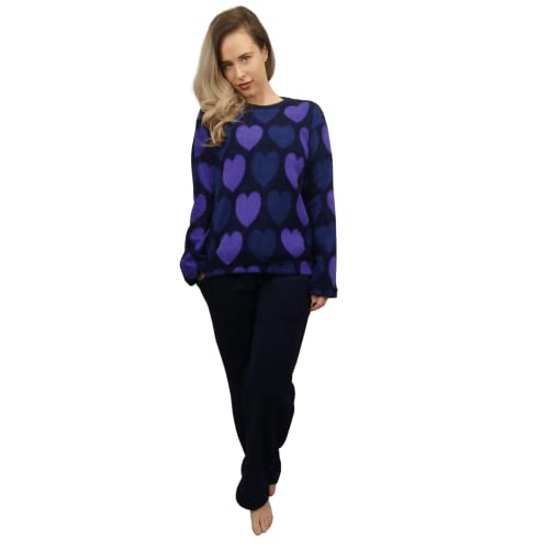 KRUXADER Damen-Pyjama-Set, warm, Fleece, Größe 36-52, Carme Deep Blue, 46 von KRUXADER