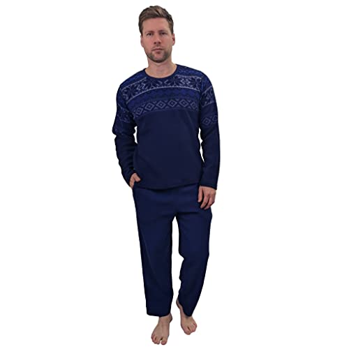 KRUXADER Warmes Herren-Pyjama-Set aus Thermo-Fleece, Fairisle, Bylur Navy, XL von KRUXADER