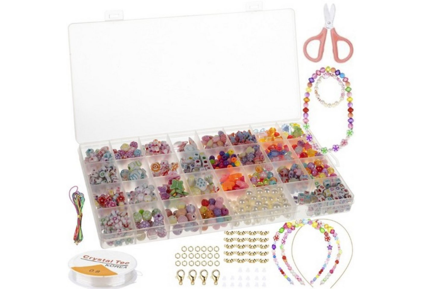 KRUZZEL Perlenarmband Set Schmuckbastelset für Kinder - 900-teiliges Perlen- und Zubehörset (Armbandherstellungs-Set, 9000-tlg., 9000 Teilliges Armbandherstellung-Set), Vielseitiges Schmuck-Set mit 900 Elementen für kreative Gestaltung. von KRUZZEL