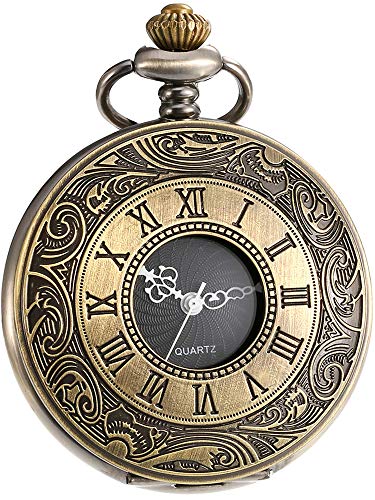 KRXSOBNV, Vintage römische Ziffern Skala mit Kette, Taschenuhren (Bronze) von KRXSOBNV