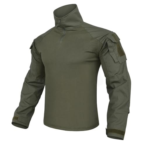 KRYDEX GEAR Herren Combat Shirts Taktische G3 Kampfhemden mit Ellbogenschützern Taktische Hemd Militär Outdoor Airsoft Kampf Jagd Hemd (Ranger Grün, M) von KRYDEX GEAR