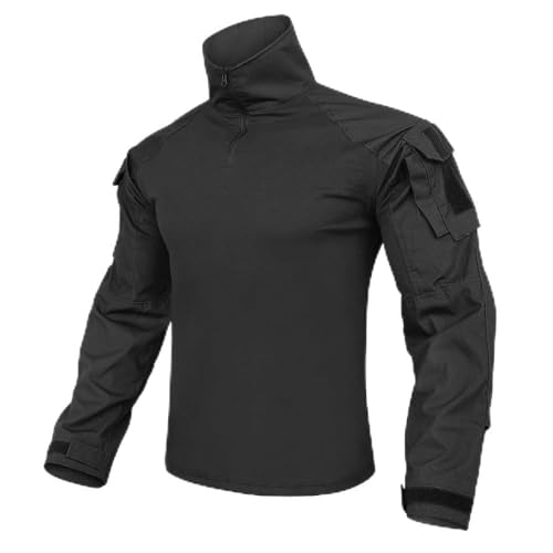 Herren Combat Shirts Taktische G3 Kampfhemden mit Ellbogenschützern Taktische Hemd Militär Outdoor Airsoft Kampf Jagd Hemd (Schwarz, XL) von KRYDEX GEAR