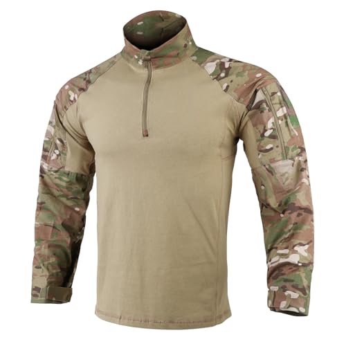 KRYDEX GEAR Herren Combat Shirts mit Ellbogenschützern G4 Kampfhemden Taktisches Langarmhemd für Militär Outdoor Airsoft Kampf Jagd (MC, XXL) von KRYDEX GEAR