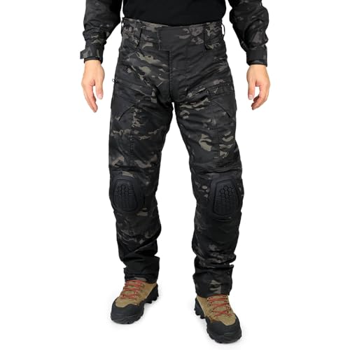 KRYDEX GEAR Herren Taktische Hose mit Knieschoner G4 Kampfhose für Outdoor Airsoft Kampf Jagd(MCBK, L) von KRYDEX GEAR