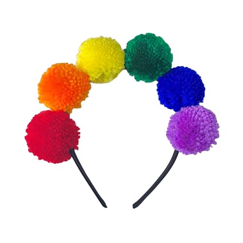 1 Stück Buntes Bommel-Stirnband, Regenbogen-Stirnband, Karnevals-Stirnband, Buntes Stirnband, Geeignet Für Partys, Feiertagsfeiern Und Karneval Usw. von KRYMSON