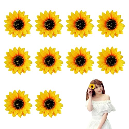 10 Stück Sonnenblumen-Haarspangen, Sonnenblumen-Entenschnabel-Haarspangen, Sonnenblumen-Haarschmuck, Sonnenblumen-Stirnbänder, Sonnenblumen-Haarschmuck Für Frauen Und Mädchen von KRYMSON