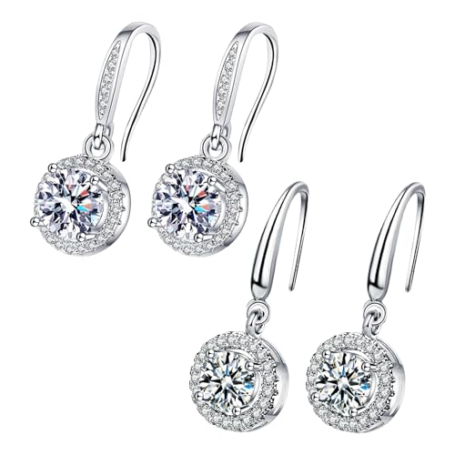 2 Paar Ohrhänger Für Damen, Diamant-Ohrringe, Ohrringe Aus Sterlingsilber, Baumelnde Ohrringe, Ohrring-Zubehör Für Damen Und Mädchen von KRYMSON