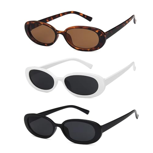 KRYMSON 3 Modische Sonnenbrillen Für Damen, Ovale Sonnenbrille, Retro-Sonnenbrille, Lustige Sonnenbrille, Sonnenbrille Im 90er-Jahre-Stil, Party-Sonnenbrille von KRYMSON