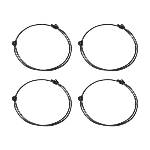 KRYMSON 4 Armbänder Im Einfachen Stil, Freundschafts- und Glücksarmbänder, Gewebt und Verstellbar, Für Männer Und Frauen (Schwarz) von KRYMSON