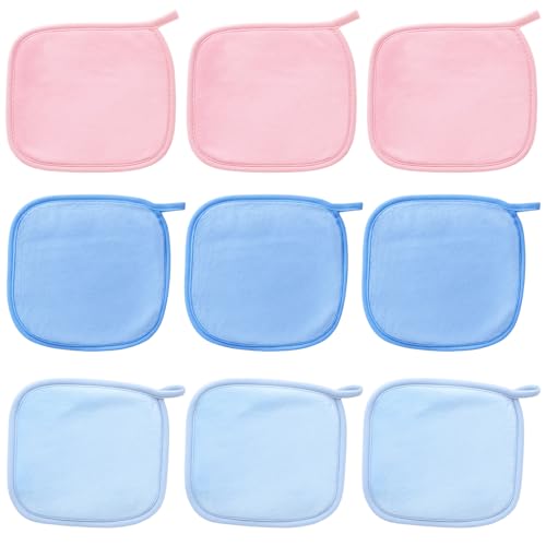 Abschminktücher Waschbar, 9 Stück Sanfte Microfaser Gesichtstücher für Empfindliche Haut, Wiederverwendbar Make-up Entferner Tücher, Ideal für Reisen und Tägliche Gesichtsreinigung von KRYMXAR