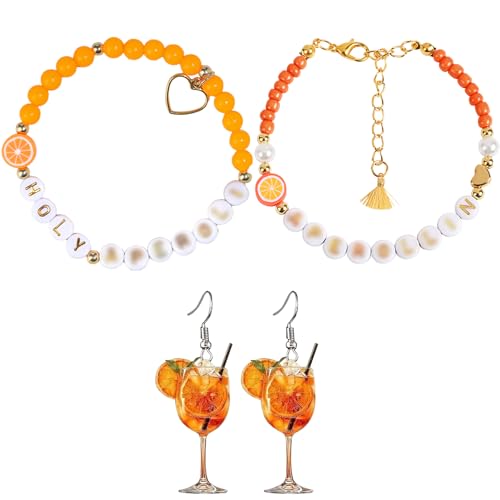 KRYMXAR 4-teiliges Accessoires Set, Geschenkset mit Holyy Armband und Weinglas Ohrringen, Perfekt für Party und Geschenk von KRYMXAR