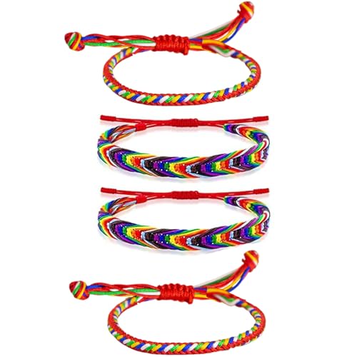 KRYMXAR Regenbogen Armband 4er Set, Pride Accessoires für Damen und Herren, Rainbow Bracelet für Freizeit und Festivals, Freundschaftsarmband in Regenbogenfarben KRYMXAR Regenbogen Armband 4er Set, Pride Accessoires für Damen und Herren, Rainbow Bracelet für Freizeit und Festivals, Freundschaftsarmband in Regenbogenfarben von KRYMXAR