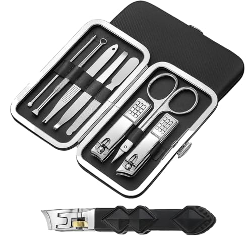 Solymody Nagelexpert Nagelset, 9-teiliges Maniküre Set Mit Nagelknipser Set, Nagelpflegeset Für Männer Und Frauen, Inklusive 8 Schwarze Nagelscheren Und 1 Verriegelbare Nagelzange von KRYMXAR