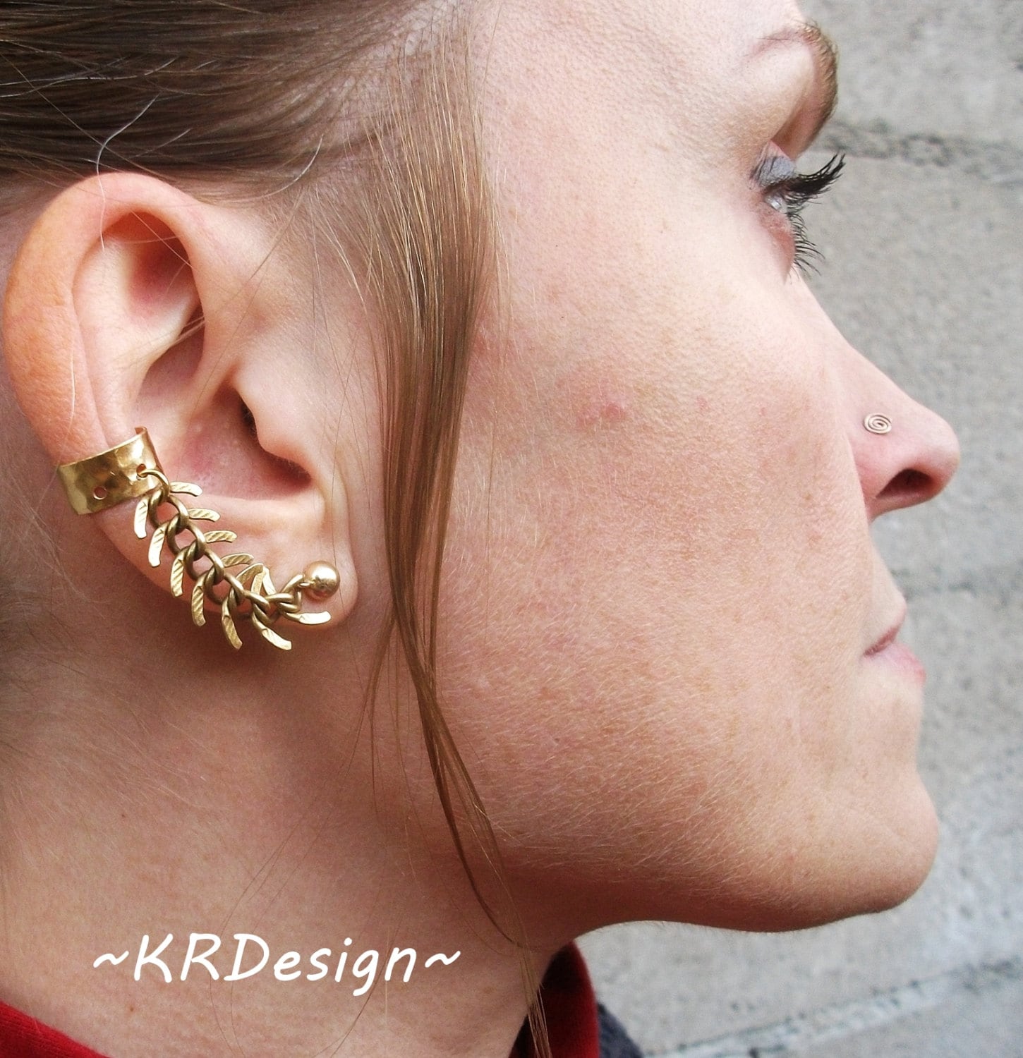 Gold Fishbone Kette Ohrschmeichler Messing & 14K Filled Ohrringe Gold Fishbone Kette Ohrschmeichler Messing & 14K Filled Ohrringe von KRaczJewelry