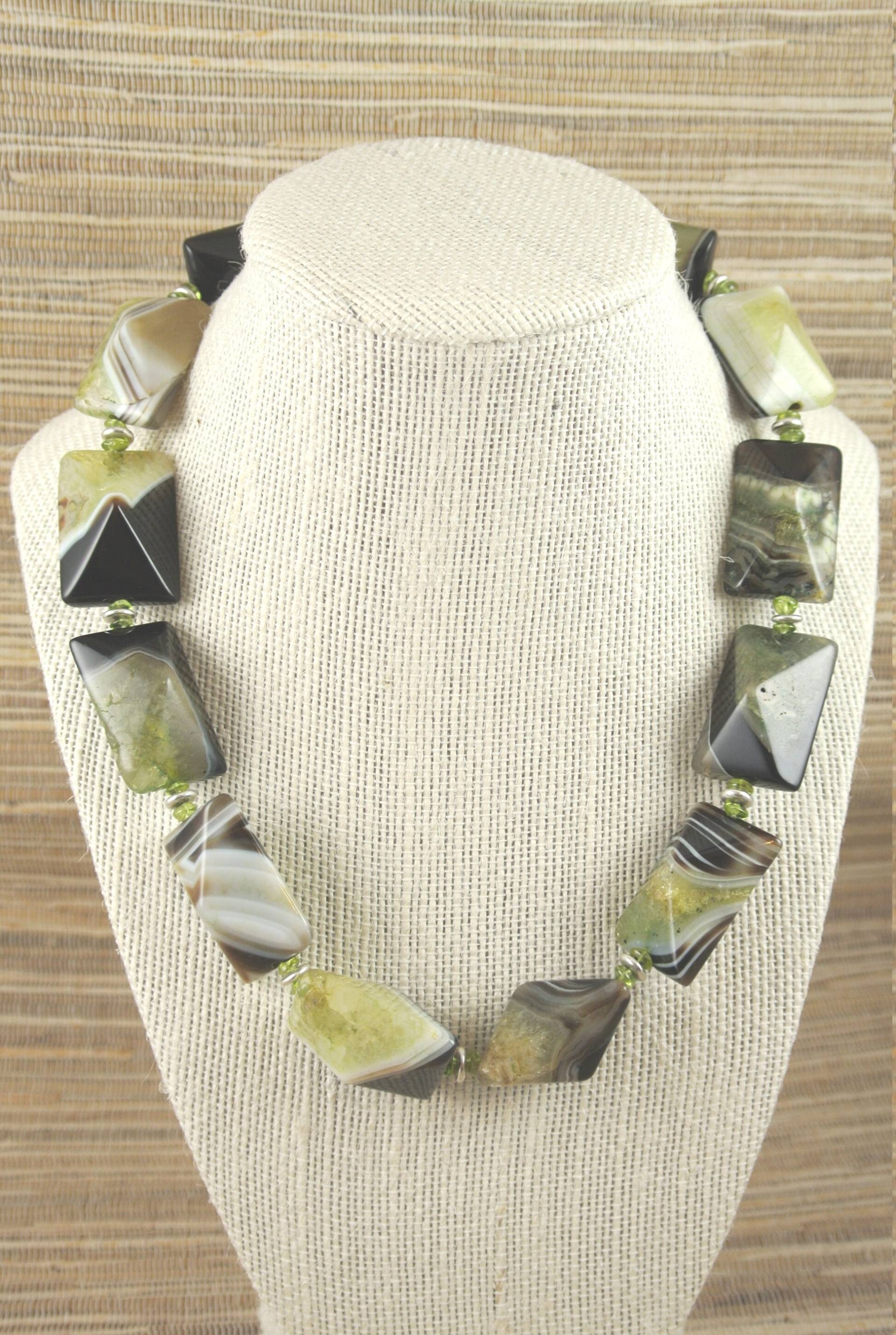 Achat, Peridot & Sterling Silber Halskette Achat, Peridot & Sterling Silber Halskette von KRiceDesigns