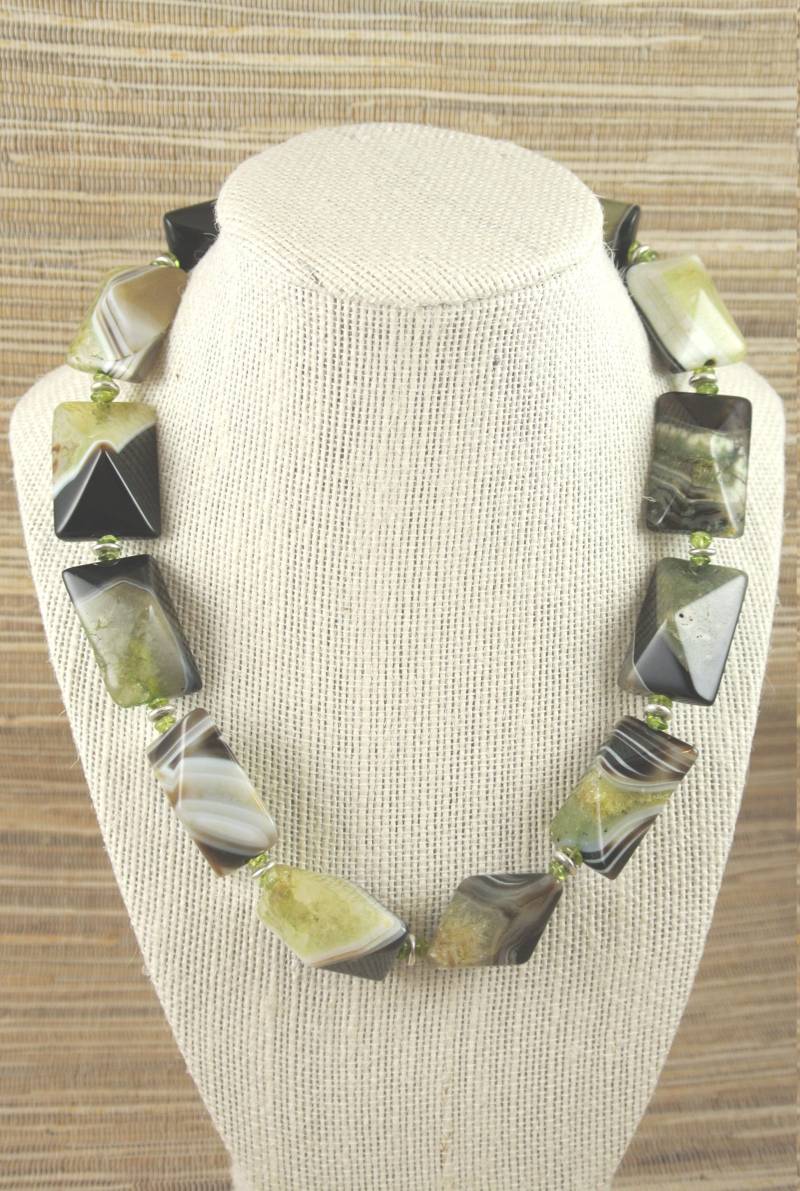 Achat, Peridot & Sterling Silber Halskette Achat, Peridot & Sterling Silber Halskette von KRiceDesigns