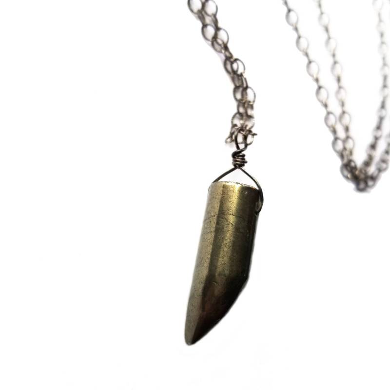 Glücklich Halskette/Pyrit-Anhänger Pyrithalskette Kugel Kette //sterling Silber Oxidiert Schmuck //Gift Für Sie von KRulez