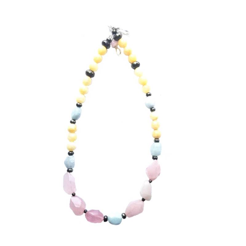 Happy Love Halskette//Rose Quartz Necklace//Pink Chok//Gemstone Halskette//Herz-Chakra//Geschenk Für Sie von KRulez