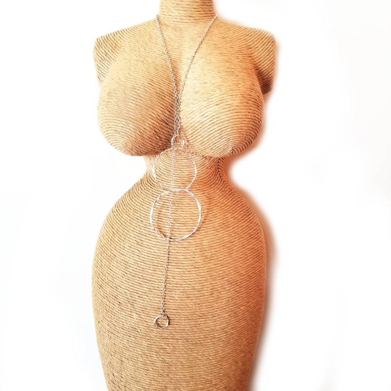 Silber Creolen Mit Y-Kette/Reifen Lariathalskette Lange Drop Halskette Kette von KRulez