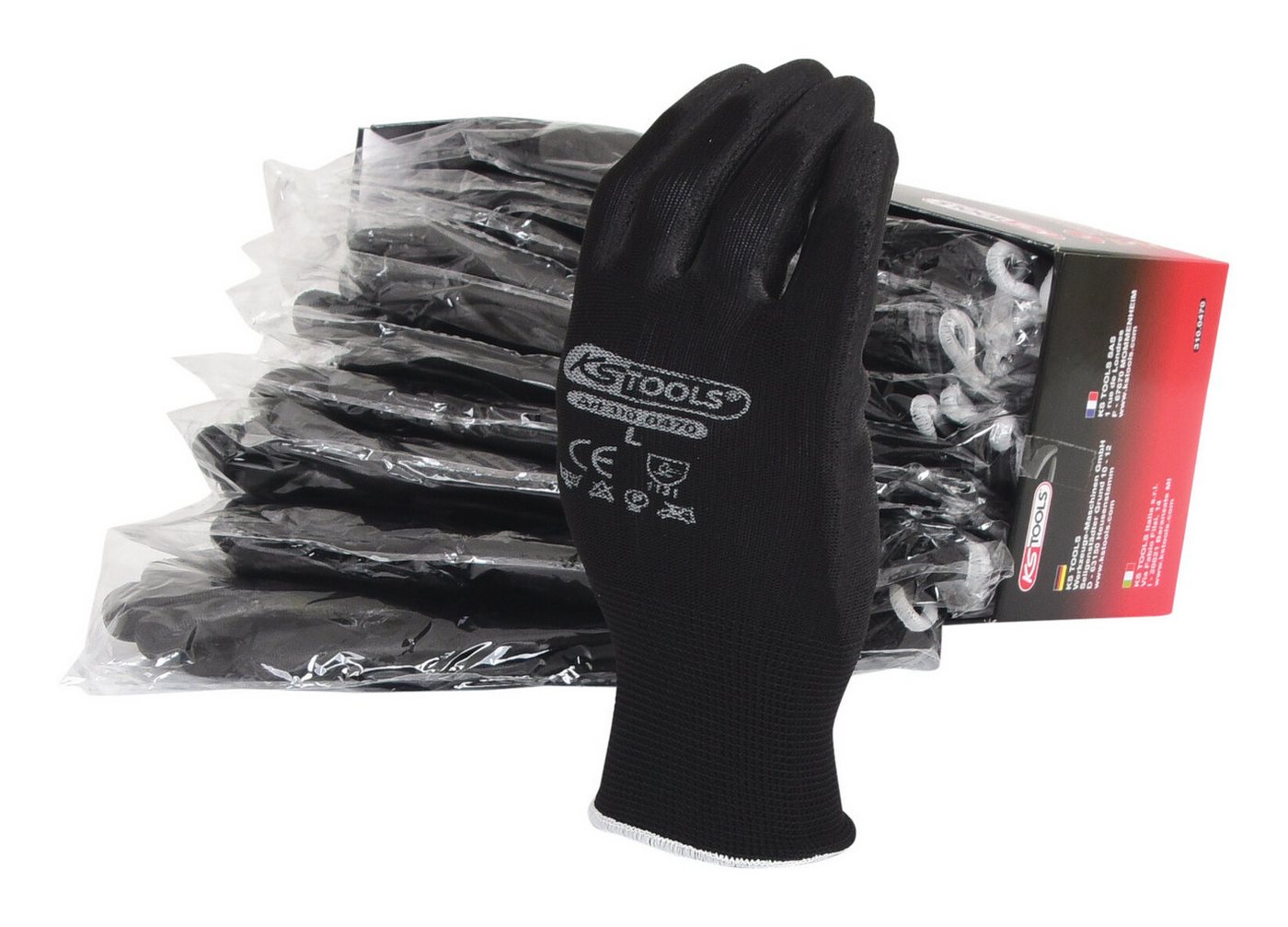 KS Tools Arbeitshandschuhe (12 Paar) Mikro-Feinstrickhandschuhe-schwarz, 9 von KS Tools