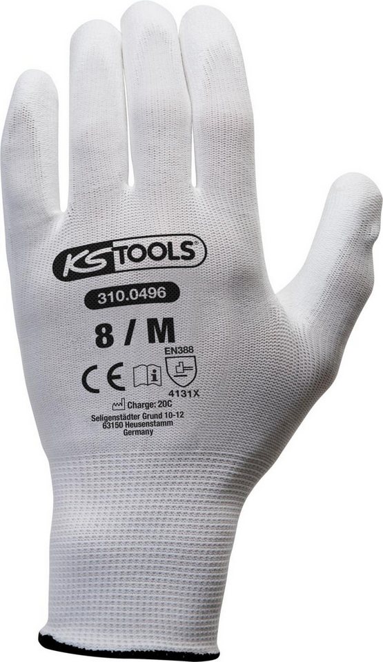 KS Tools Arbeitshandschuhe Mikro-Feinstrickhandschuhe-weiß, 8, 12 Paar von KS Tools