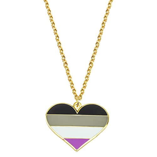 Sinwinkori Asexual Pride Herz-Halskette, LGBT-Halskette, Gay-Pride-Geschenk, Regenbogen-Pride-Halskette, LGBT-Schmuck, Stolzgeschenk (Asexuell), Metall von Sinwinkori