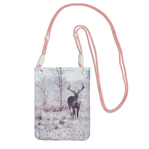 KSANNNS Die kompakte und leichte Umhängetasche mit Winter-Hirschmotiv ist geeignet für tägliche Reisen, Pendeln und Einkaufen, rose, Einheitsgröße von KSANNNS