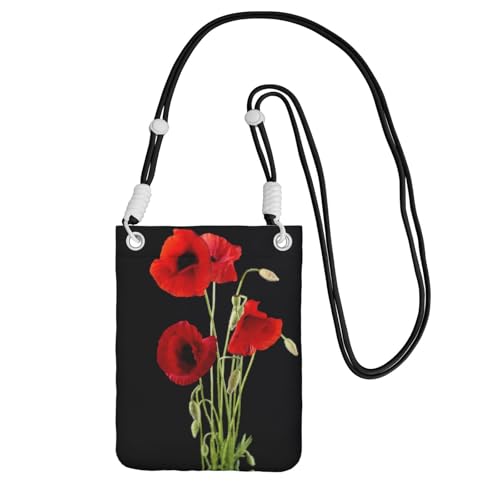KSANNNS Die kompakte und leichte Umhängetasche mit rotem Blumenmuster ist geeignet für tägliche Reisen, Pendeln und Einkaufen, Schwarz , Einheitsgröße KSANNNS Die kompakte und leichte Umhängetasche mit rotem Blumenmuster ist geeignet für tägliche Reisen, Pendeln und Einkaufen, Schwarz , Einheitsgröße von KSANNNS