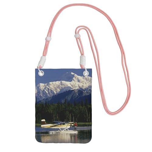 KSANNNS Die kompakte und leichte bedruckte Kuriertasche mit Flugzeug am See ist geeignet für tägliche Reisen, Pendeln und Einkaufen, rose, Einheitsgröße von KSANNNS