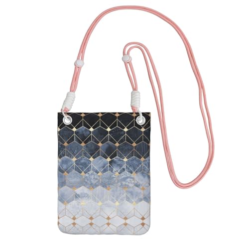 KSANNNS Die kompakte und leichte bedruckte Kuriertasche mit blauen Sechsecken und Diamanten ist geeignet für tägliche Reisen, Pendeln und Einkaufen, rose, Einheitsgröße von KSANNNS