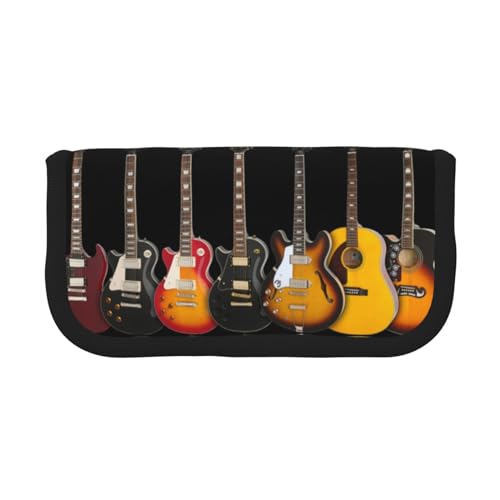 KSANNNS Federmäppchen aus Segeltuch mit Sonnenblumen-Motiv, langlebiges Federmäppchen für Lernen und Kosmetik, E-Gitarre, Einheitsgröße, Kulturbeutel von KSANNNS