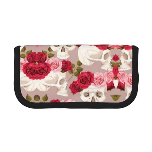 KSANNNS Federmäppchen aus Segeltuch mit rosa Blumen und Blättern, strapazierfähiges Federmäppchen für Lernen und Kosmetik, Blumenkädel, Einheitsgröße, Kulturbeutel von KSANNNS