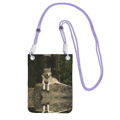 KSANNNS Gray Wolf kompakte und leichte bedruckte Kuriertasche ist geeignet für tägliche Reisen, Pendeln und Einkaufen, violett, Einheitsgröße KSANNNS Gray Wolf kompakte und leichte bedruckte Kuriertasche ist geeignet für tägliche Reisen, Pendeln und Einkaufen, violett, Einheitsgröße von KSANNNS