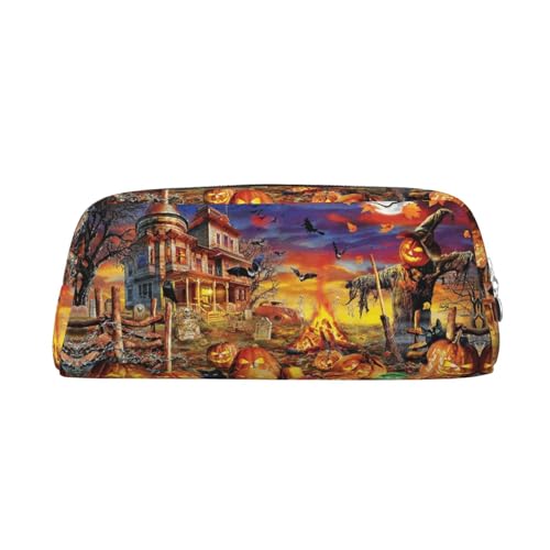 KSANNNS Halloween Schädel gedruckt einfache tragbare Schreibwarentasche leicht und geräumig Schule Büro Schreibwaren Aufbewahrungsbox, silber, Einheitsgröße, Kosmetiktasche von KSANNNS