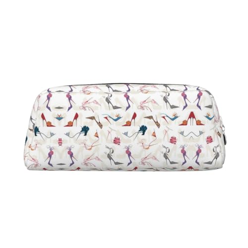 KSANNNS High Heel Schuhe Bedruckte einfache tragbare Schreibwarentasche, leicht und geräumig Schule Büro Schreibwaren Aufbewahrungsbox, silber, Einheitsgröße, Kosmetiktasche von KSANNNS