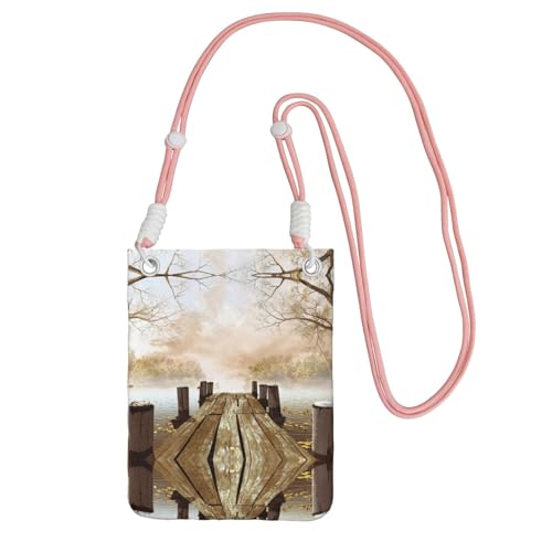 KSANNNS Holzsteg mit abgefallenen Blättern, kompakt und leicht, bedruckte Kuriertasche ist geeignet für tägliche Reisen, Pendeln und Einkaufen, rose, Einheitsgröße von KSANNNS