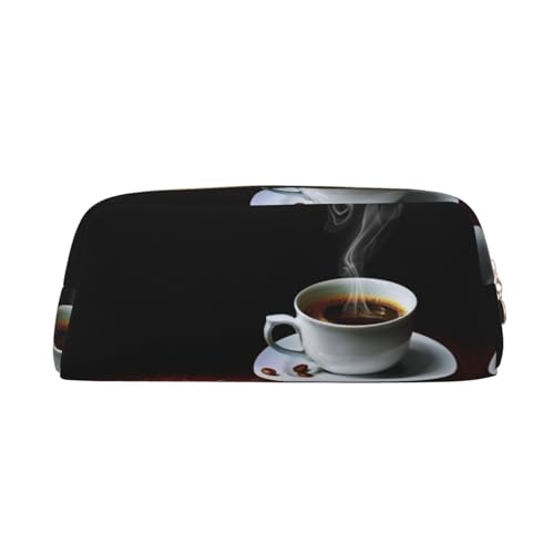 KSANNNS Hot Coffee with Coffee Bean Printed Simple Portable Stationery Bag, Light and Spacious School Office Stationery Storage Box, gold, Einheitsgröße, Kosmetiktasche von KSANNNS