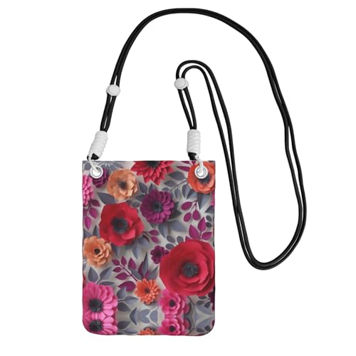 KSANNNS Kompakte und leichte Kuriertasche mit rot-rosa Blumen, geeignet für tägliche Reisen, Pendeln und Einkaufen, Schwarz , Einheitsgröße KSANNNS Kompakte und leichte Kuriertasche mit rot-rosa Blumen, geeignet für tägliche Reisen, Pendeln und Einkaufen, Schwarz , Einheitsgröße von KSANNNS