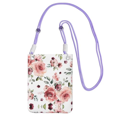 KSANNNS Kompakte und leichte bedruckte Kuriertasche mit Rosenblüten ist geeignet für tägliche Reisen, Pendeln und Einkaufen, violett, Einheitsgröße KSANNNS Kompakte und leichte bedruckte Kuriertasche mit Rosenblüten ist geeignet für tägliche Reisen, Pendeln und Einkaufen, violett, Einheitsgröße von KSANNNS