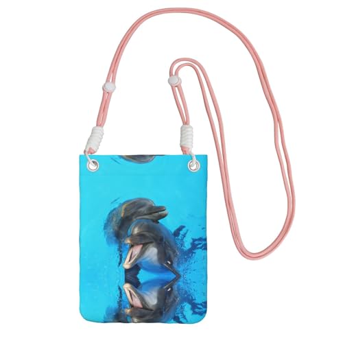 KSANNNS Kompakte und leichte bedruckte Kuriertasche mit lächelndem Gesicht, Delfine, geeignet für tägliche Reisen, Pendeln und Einkaufen, rose, Einheitsgröße von KSANNNS