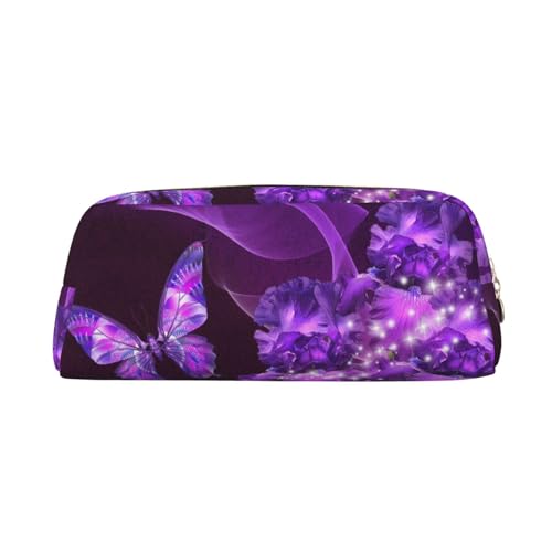 KSANNNS Lila Schmetterling gedruckt einfache tragbare Schreibwarentasche leicht und geräumig Schule Büro Schreibwaren Aufbewahrungsbox, gold, Einheitsgröße, Kosmetiktasche von KSANNNS