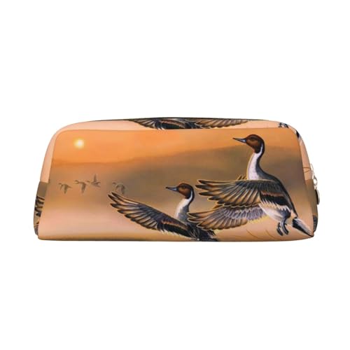 KSANNNS Ölgemälde Ente bedruckt, einfache tragbare Schreibwarentasche, leichte und geräumige Aufbewahrungsbox für Schule, Büro, Schreibwaren, gold, Einheitsgröße, Kosmetiktasche von KSANNNS