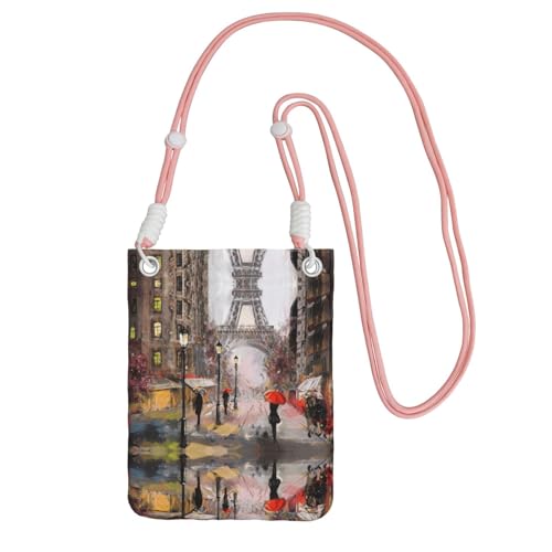 KSANNNS Rainy Street In Paris kompakte und leichte bedruckte Kuriertasche ist geeignet für tägliche Reisen, Pendeln und Einkaufen, rose, Einheitsgröße von KSANNNS